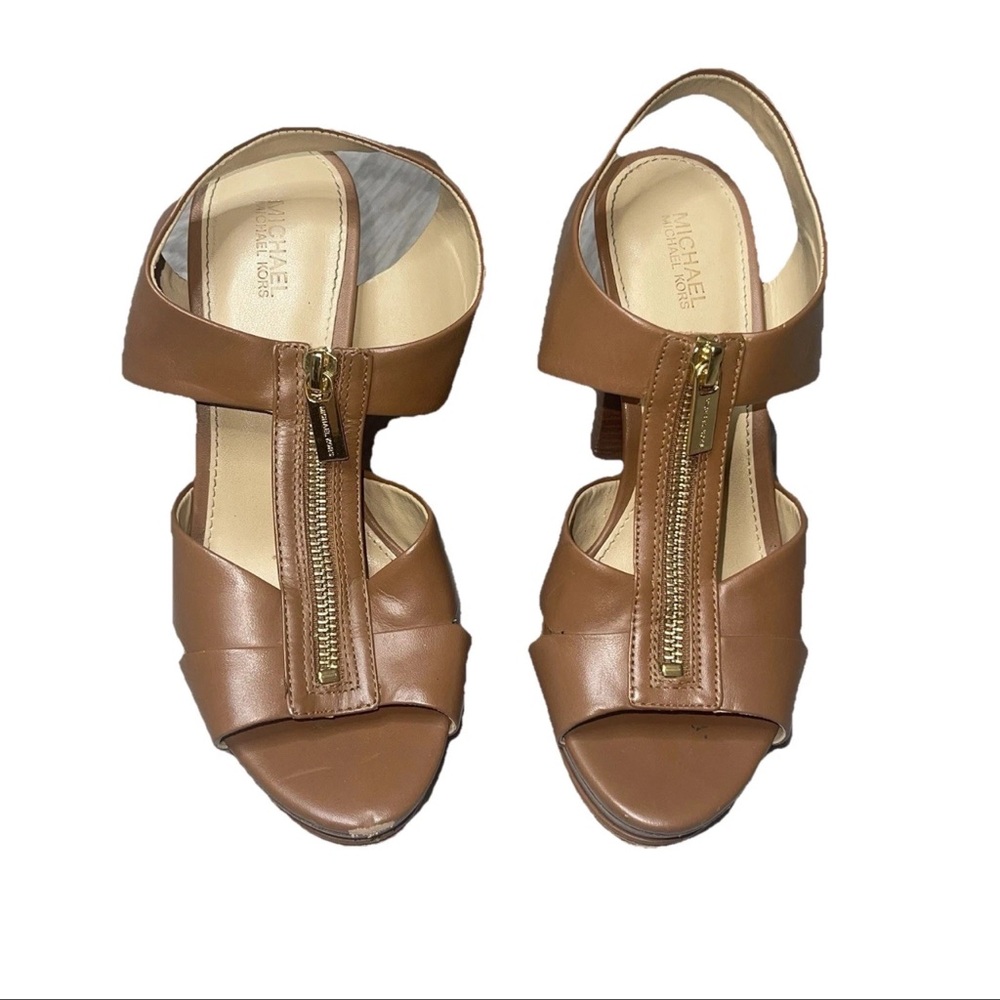 Michael Kors Platform Wedge Heels 7 Boho Sexy Neutral Minimal Romantic Natural - Picture 2 of 7